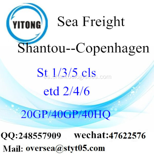 Mar de puerto de Shantou flete a Copenhague
